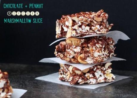 Chocolate & Peanut Popcorn Marshmallow Slice pic
