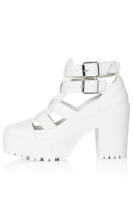 Topshop Arcade Chunky Cut Out White Boots