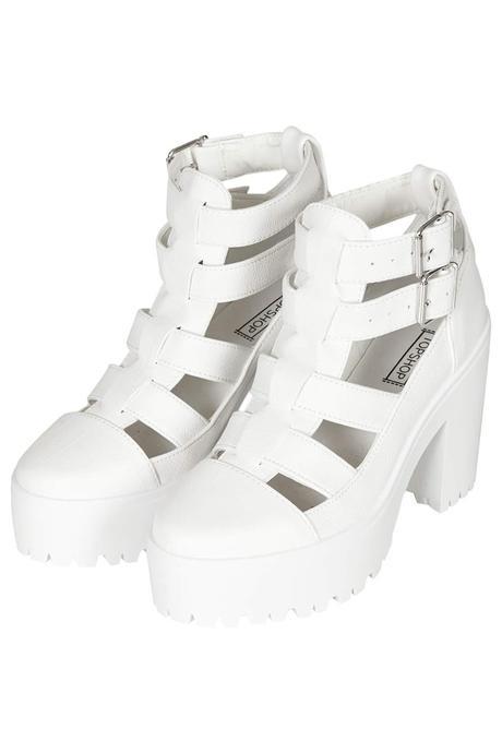 Topshop Arcade Chunky Cut Out White Boots