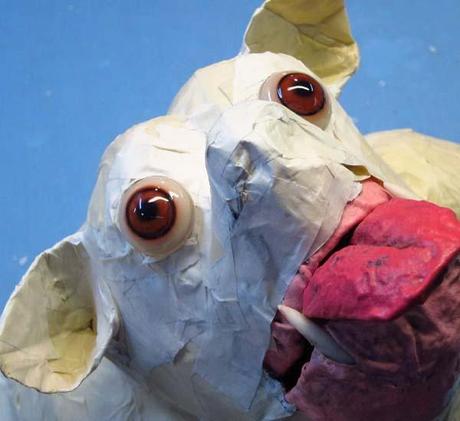  paper mache dog- more brown eyes
