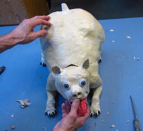  paper mache dog- new head position