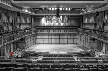 Toronto Performing Arts Centre, interior, Art Deco, North York, North Toronto, Theatre, sets, row, black and white, selective colour