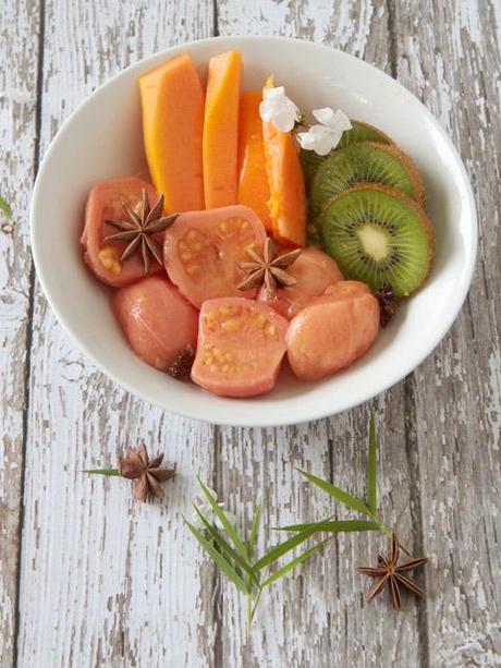 Guava papaya and kiwi breakfast