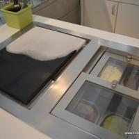 Frozen counter on which teppanyaki icecream is made