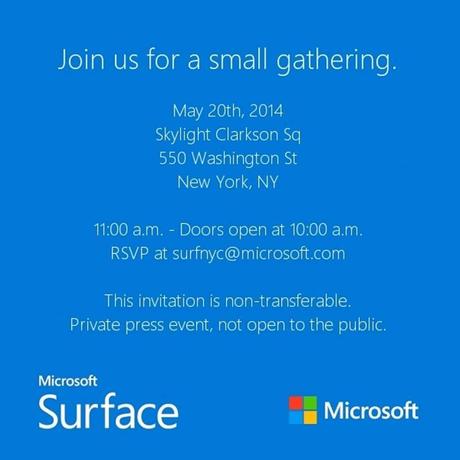 Microsoft's invitation for the unveiling of the Surface Mini