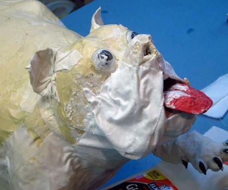 paper mache bulldog-cloth mache cheek2