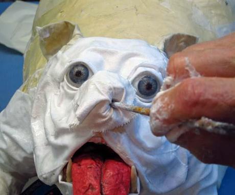 paper mache bulldog-cloth mache nose