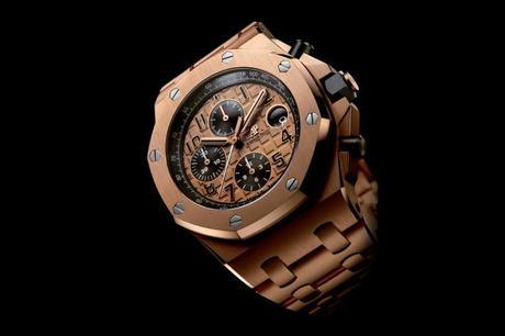 The new Audemars Piguet Royal Oak Offshore uses fine lines for its design and features a rose gold octagonal case and sapphire crystal glass.The new Audemars Piguet Royal Oak Offshore uses fine lines for its design and features a rose gold octagonal case and sapphire crystal glass.