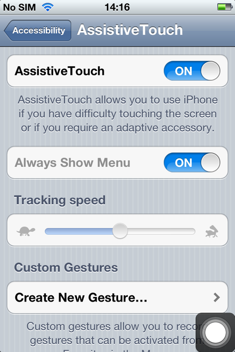 Create a Gesture in the Assistive Touch Option