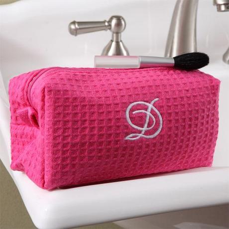 Personalized Embroidered Pink Cosmetic Bag