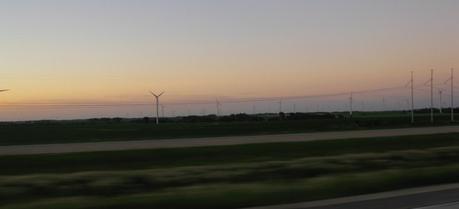 Wind turbines aside I-90 in Minnesota