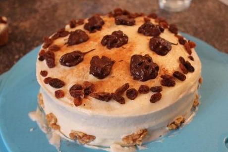 Raisin Walnut Carrot Cake Cream Cheese Frosting Chocolate Walnuts