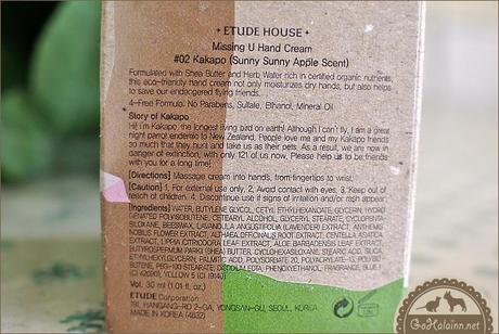 Etude House Missing U ~ I Can Fly Hand Cream #Kakapo Review