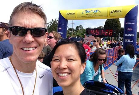 Mike Sohaskey & Katie at the finish of Big Sur International Marathon