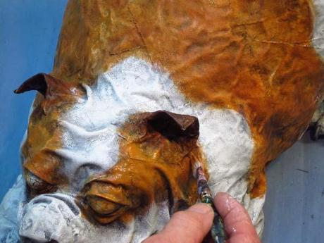 paper mache bulldog- highlight