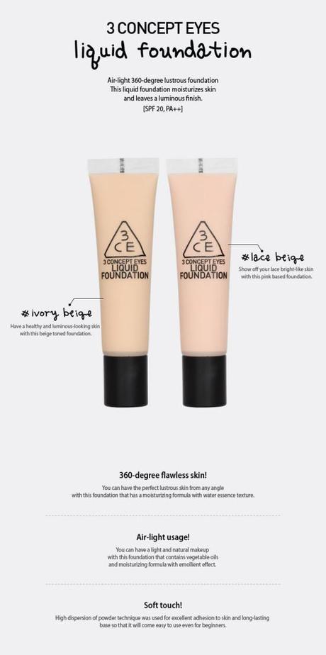 3CE Liquid Foundation info