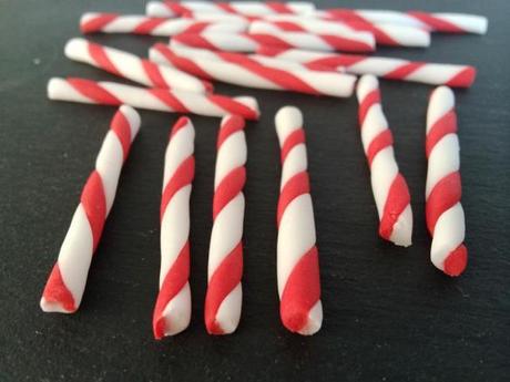 red and white fondant icing edible drinking straws swirl striped effect