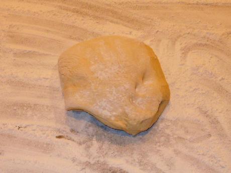 PLEASE NOTE - This is not the same dough, but I used the same process.  Divide the dough in half and put one half on your floured surface.  Turn it over so there's flour on both sides.