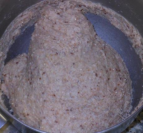 This picture is a little dark (sorry), but I wanted you to see what the dough looked like after kneading.  When I pressed into the dough, it 