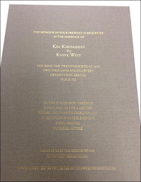 Kanye West Kim Kardashian Wedding invite
