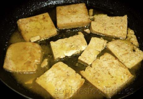 Tha marinated tofu & afterwards brushed with the orange & wine reduction! Yummm!
