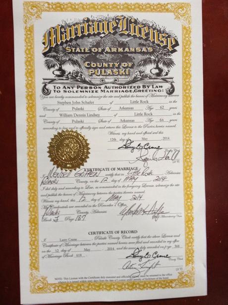 Sealed, Signed, Delivered, and Oh Happy Day: Steve and I Married Today in Little Rock