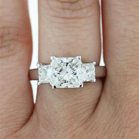 The Easiest Way to Buy an Engagement Ring Princess Cut Three Stone engagement ring