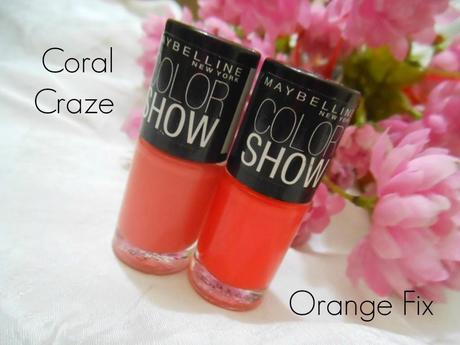 NOTD : Maybelline Color Show Nail Colors Coral Craze and Orange Fix