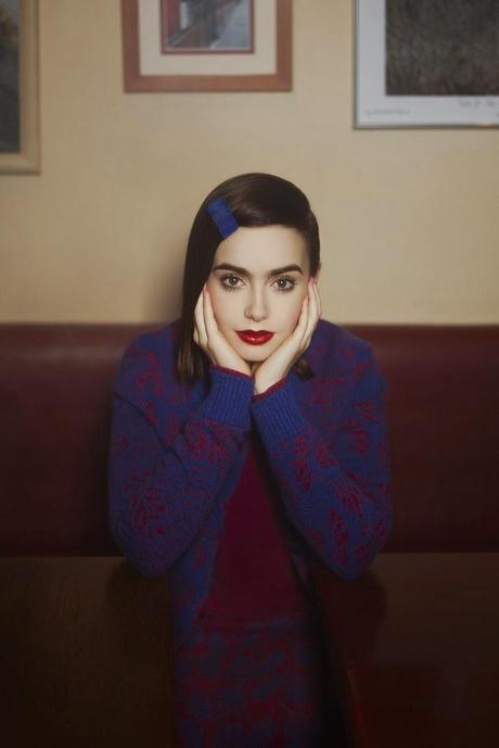 Lily Collins for Karl Lagerfeld in Barrie Knitwear Campaign