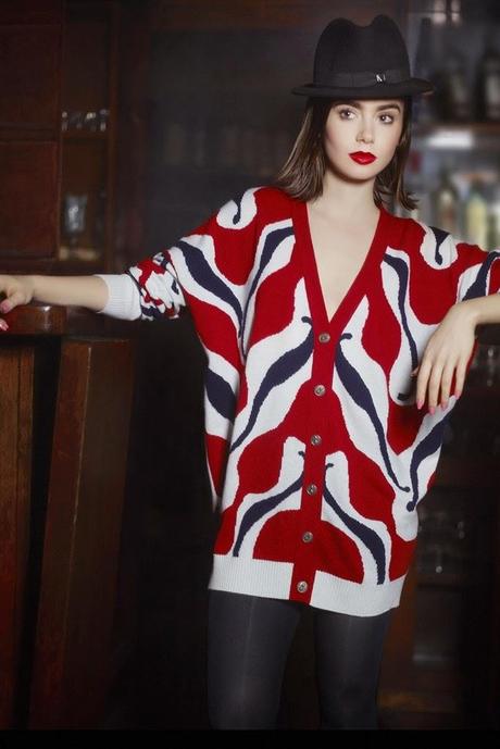 Lily Collins for Karl Lagerfeld in Barrie Knitwear Campaign