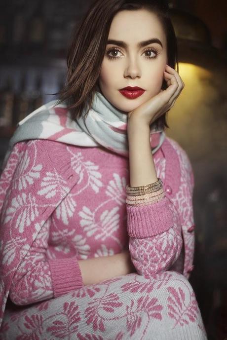 Lily Collins for Karl Lagerfeld in Barrie Knitwear Campaign