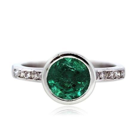 Bezel Set emerald engagement ring