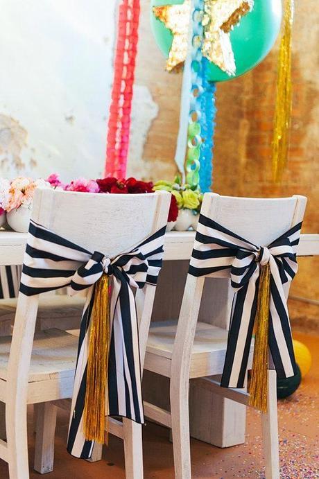 black and white chair sashes