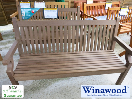 Winawood 3 Seater Thin Slat All Weather bench in brown