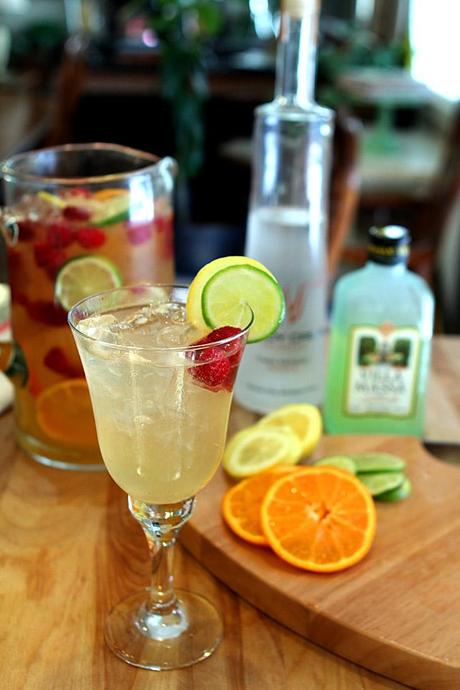 Vodka and Limoncello Sangria with Raspberries