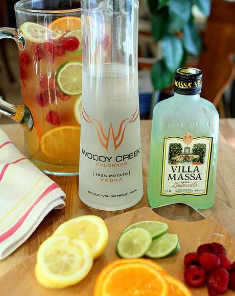 Vodka and Limoncello Sangria with Raspberries