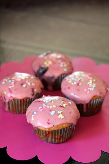 Low-Fat Vanilla Cupcakes with Drippy Mixed Berry Butter Cream