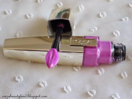 Review of L'Oreal Paris Shine Caresse Lip Color in the shade 603 Milady- packaging, bud shaped applicator. Dupe of YSL Glossy Stains 