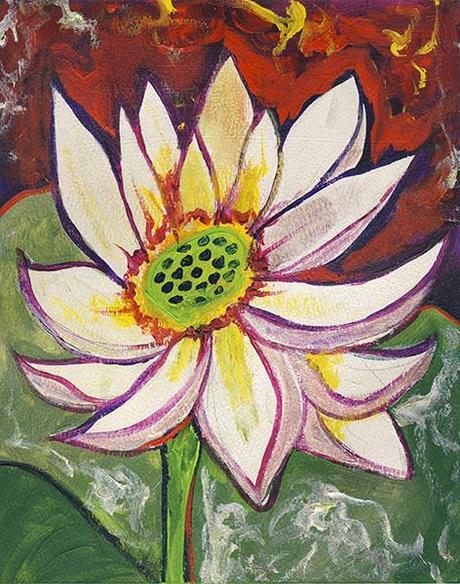 Study of Happy Lotus. 10” x 8” (14” x 11” matted), Acrylic on Paper, © 2014 Cedar Lee