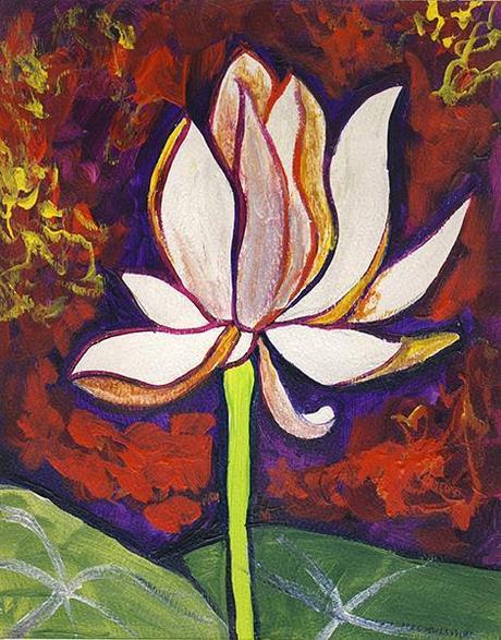 Study of Graceful Lotus. 10” x 8” (14” x 11” matted), Acrylic on Paper, © 2014 Cedar Lee