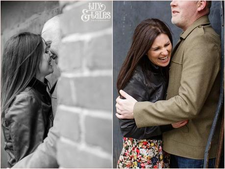 Happy laughing couple in Leeds Engagement Shoot