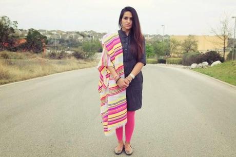 Banana Republic Shirt Dress, UO Leggings, GAP Scarf, Tanvii.com