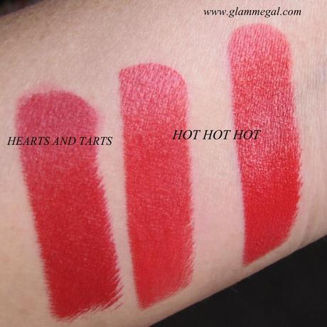 colorbar hot hot hot and hearts and tarts review and swatches