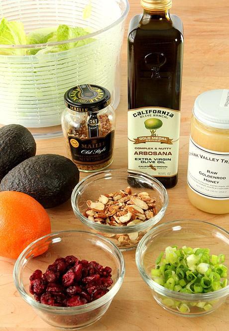 Chopped Salad with Avocado and Orange with an Orange Honey Mustard Dressing.