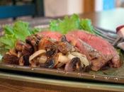 Flank Steak with Roasted Mushrooms Onions