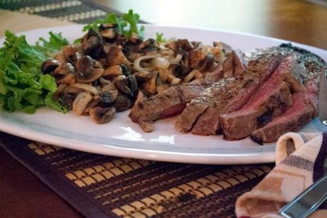 Flank Steak with Roasted Mushrooms and Onions