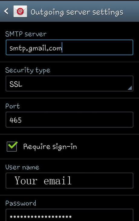 How To Setup Google Apps Mail In Samsung or Android Phones outgoing-server-setting