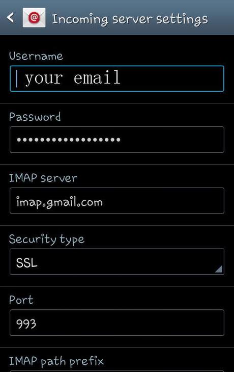 incoming imap setting