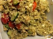Greek Quinoa Salad with Garlic-Arugula Pesto