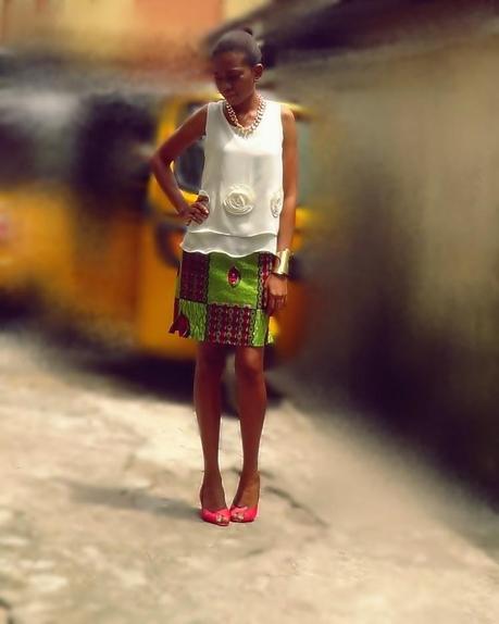 Frills and an Ankara Skirt.